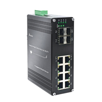 Switch Ethernet Gigabit industriel L2+ géré à 12 ports, Switch réseau renforcé à fibre optique, 8 ports 10/100/1000T + 4 ports 1000X SFP