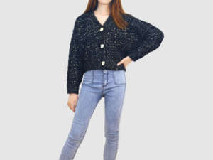 Suéter Cárdigan Personalizado de <span class=keywords><strong>Hilo</strong></span> para <span class=keywords><strong>Mujer</strong></span>, Manga Larga, Cuello en V, Estilo Casual a la Moda con Decoración de Botones para Invierno - Product Image 6