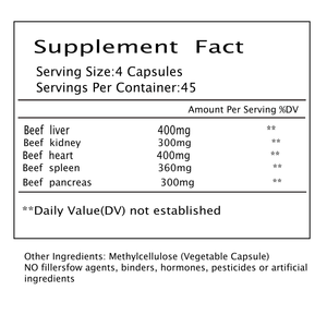 Capsules d'organes de bovins nourris à l'herbe de marque privée OEM 500mg - Product Image 4