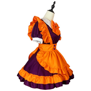 Halloween Lolita Dress Orange Purple Maid Costume Anime Cosplay Outfit Spring 2023 Polyester Fiber - Product Image 4