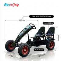 Kart à pédales pour adultes ApexJoy Go Pedal Duo-160kg 2 places, pneus tout-terrain 16x6.5-8, avec moyeu inversé, pour la location commerciale, OEM HQ