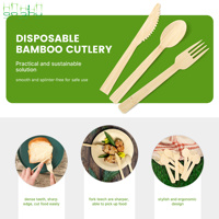 Bambou naturel biodégradable personnalisé Eco couverts fourchette ensemble couverts avec boîte d'emballage personnalisée