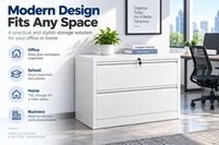 Meuble de classement latéral en acier extra large à 2 tiroirs avec serrure pour le rangement de dossiers suspendus A4, Letter, Legal et le mobilier de bureau
