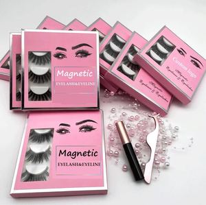 3 Pairs Magnetic Eyelashes Faux Glamnetic Magnetic Eyelashes with Eyeliner & Tweezer Set Box with Window Design