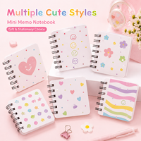 Mini carnet à spirale, couverture colorée mignonne, imprimé cœur, fleur, smiley, compact, portable, logo personnalisé, vente en gros