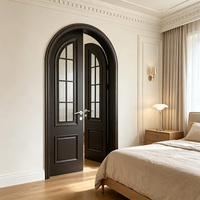 Portes d'entrée doubles battantes en bois composite, style français vintage, étanches et insonorisées, pour usage domestique