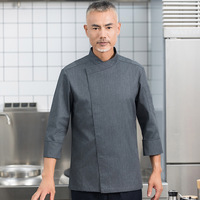 Uniforme de chef d'hôtel en coton à col en V et patte de boutonnage cachée pour hommes, vêtements d'automne/hiver pour la restauration, les restaurants, les boulangeries, manches longues