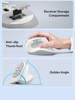 BOW MD390L Mouse Nirkabel, dan Pengisian Daya Tiga Mode Bluetooth, Ergonomis, Vertikal, dan Senyap untuk Laptop, Tablet, Smartphone