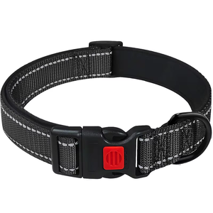 Collar de Perro Ajustable Reflectante Cobello de Nailon con Cierre de Hebilla, Suave, Transpirable, con Decoración de Cintas de Patrón Sólido para Perros Grandes - Product Image 3