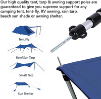 Poteaux de tente de bâche réglables portables tiges en aluminium télescopiques pour accessoires de Camping