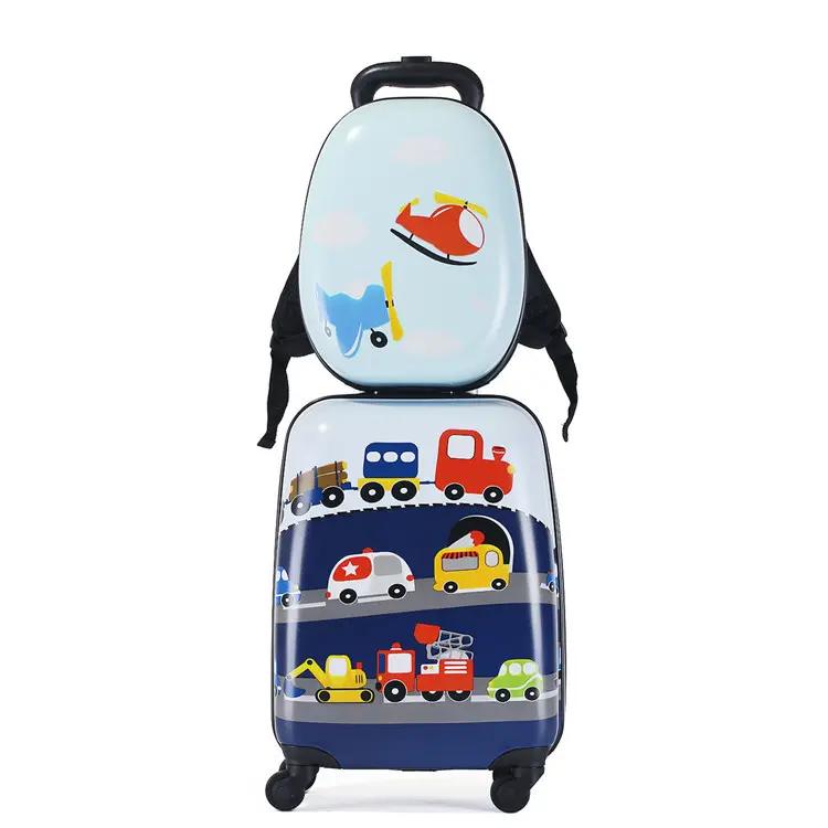 Varietà di vendita calda di simpatici cartoni animati design impermeabile per bambini da viaggio set di valigie per trolley da 18"