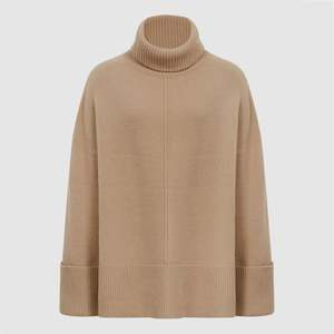 Femmes nouvelle mode décontracté laine-cachemire col roulé pull long ample tricoté pull à col roulé Logo avant pour la saison de printemps - Product Image 5