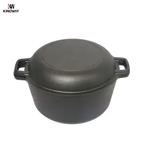 Preseasoned Cast Iron Dutch Oven With Pan Lid 2 In 1 Cookware Set Outdoor Campfire Cooking Soup Pot With Grilling Pan