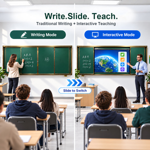 <span class=keywords><strong>Pizarra</strong></span> Magnética Deslizante HDFocus de 75 Pulgadas, <span class=keywords><strong>Pizarra</strong></span> Verde para Interacción Inteligente en el Aula - Product Image 4