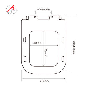 Sièges de toilettes de forme <span class=keywords><strong>rectangulaire</strong></span> en plastique deux boutons charnières à dégagement rapide fixation fermeture en douceur couleur noire OEM carré mince - Product Image 5