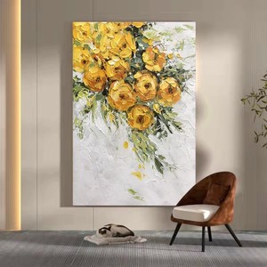 Hand Painted Oil Painting Abstract Flower Art <b>Large</b> Wall Decor For Living Room Sofa Background 3D Visual Effect Wabi Sabi Style - Product Image 1