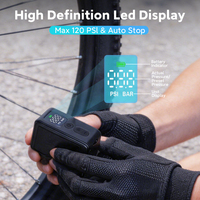 Mini pompe à air précise 120 PSI pour vélo, gonfleur ultra léger avec arrêt automatique et écran LED pour VTT, vélo de route et ballons