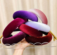 Samt-Schwamm-Stirnband mit breiter Krempe, hochwertig, einfarbig, Wildleder, Retro, französischer Stil, schlichter Kopfschmuck, Neujahr