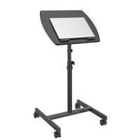 Roues verrouillables Petits bureaux d'ordinateur noirs portables Manutention manuelle Table d'ordinateur debout réglable en hauteur