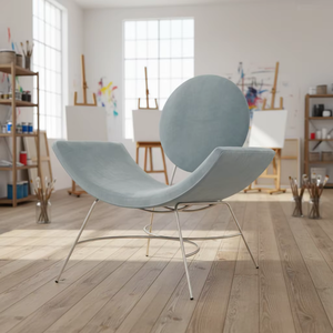 Silla de Comedor y Salón de Diseño Nórdico Moderno Minimalista, de Terciopelo, Forma de Media Luna, para Terraza de Bungalow y Sala de Espera de Salón de Belleza de Alta Gama - Product Image 4