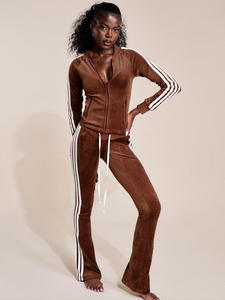 Completo Loungewear da <span class=keywords><strong>Donna</strong></span> in Poliestere Due Pezzi, Maniche Lunghe, Comodo e Casual, <span class=keywords><strong>Pantaloni</strong></span> a Zampa con Fodera in Pile per Relax e Sport - Product Image 5