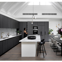 Menuiserie personnalisée Armoires modernes pour toute la maison Ensemble d'armoires de cuisine de rangement de cuisine de salle de bain noir avec îlot
