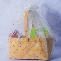 Panier de rangement multifonctionnel en bois naturel tressé à la main, design varié, pour fleurs et emballages cadeaux - Vente en gros