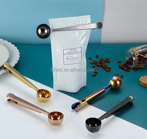 Food Grade 2 In 1 Sendok Teh Kopi Baja Antikarat, Sendok Takar Kopi dengan Klip Tas - Product Image 3