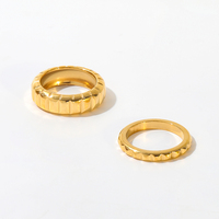 High End 18 Karat vergoldet Vintage Gear Form Croissant Ringe Edelstahl Schmuck Trendy Fingerring Anlauf frei