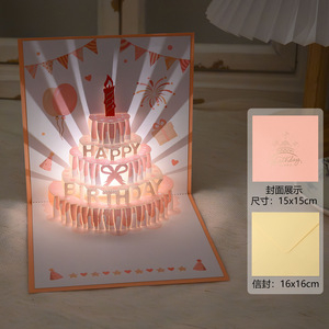 Tarjeta de <span class=keywords><strong>Cumpleaños</strong></span> 3D con Luz Musical, Diseño de Pastel Colorido, Tarjeta de Felicitación Luminosa de Alta Gama con Grabación de Voz para Regalos de <span class=keywords><strong>Cumpleaños</strong></span> - Product Image 5