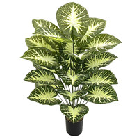 18 feuilles de plantes vertes artificielles faites à la main pour la décoration de la maison, des mariages, de Noël, des remises de diplômes, du Nouvel An chinois et l'aménagement paysager au sol