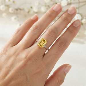 Anillos de Dedo Únicos de Diseño Personalizado en Plata de Ley 925 con Topacio Amarillo y Citrino Natural en Corte Pera, Anillo para Uso Diario - Product Image 4