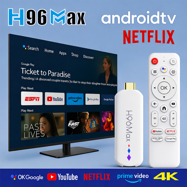Newest 4K H96 Max M20 Android 14.0 Tv Stick 2.4G/5G WiFi 6 Voice Remote Control Fire Stick Tv Dongle