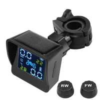 Hochwertiges USB-Solar-Lade-TPMS-System für Motorräder zur Überwachung von Reifendruck und -temperatur mit 2 externen Sensoren.