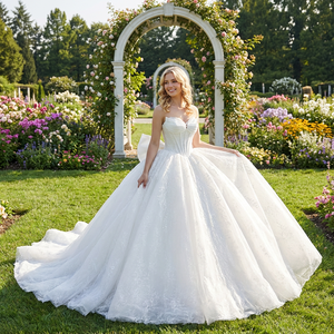 Dy6998 Princess Wedding <b>Dresses</b> Sequined Appliques Party Chapel Train Floor-Length Ball Gown Lace Elegant Candy Color for - Product Image 1
