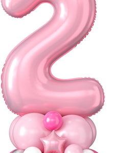 Palloncino Foil Numero 2 Autosigillante Rosa da 40 Pollici per Decorazioni di <span class=keywords><strong>Compleanno</strong></span> per Bambini di 2 Anni |   Palloncini Rosa Pastello e Bianchi - Product Image 1