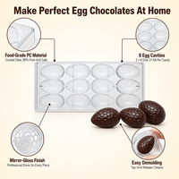 Moule à chocolat en polycarbonate de qualité alimentaire, texture nid d'abeille, moule à chocolat en forme d'œuf, moule de tempérage professionnel