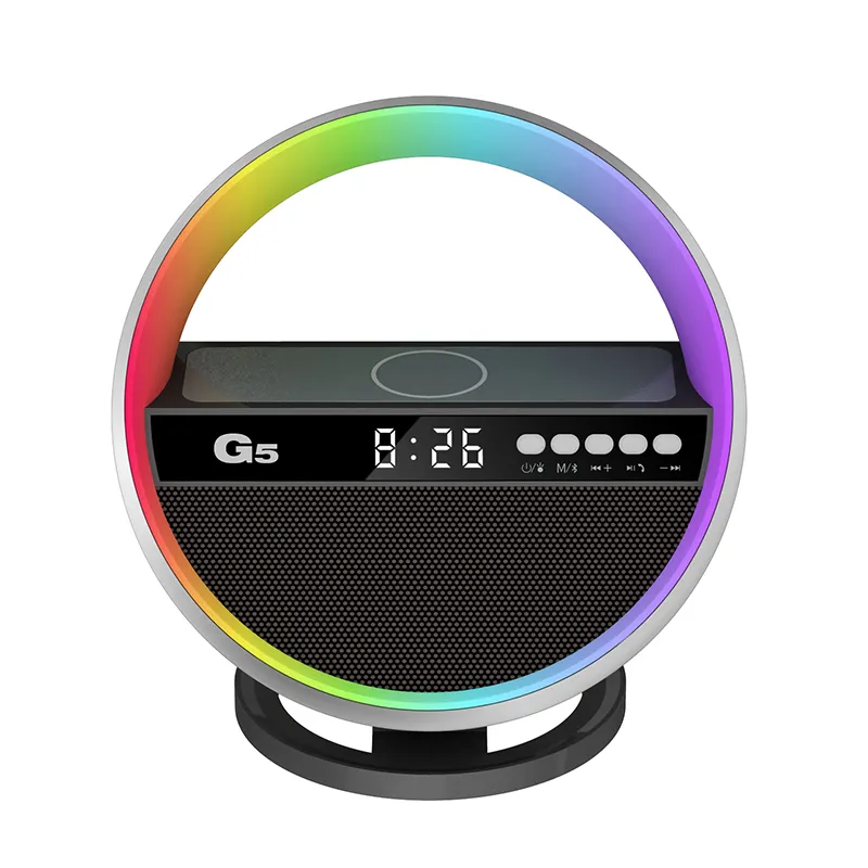 Support Wireless Charger USB TF Card RGB Light 2024 New Small Mini Round Speaker for PC Computer