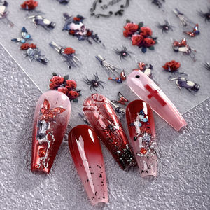 Rose Heart geprägte Nagel aufkleber Halloween 5D Soft Glue Selbst klebende Nagel aufkleber - Product Image 5