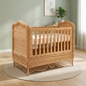 Cuna de lujo para bebé, cuna de mimbre, cuna de ratán, cuna boho para habitación infantil, cuna de hotel, cuna de lujo hecha a mano, natural. - Product Image 4