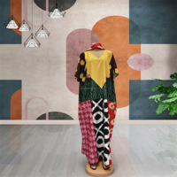 Nouvelle Robe Africaine Décontractée pour Femme, Style Dashiki, à Manches Chauve-souris et Coutures, Motif Géométrique, pour Mariage et Fête, Vente en Gros Transfrontalière