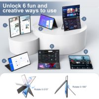 Moniteur portable double écran avec USB-C et connexion ultra-mince pliable pour ordinateur portable, téléphone et jeux