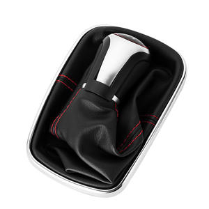 Poignée de levier de vitesse en cuir pour voiture, 5 vitesses, 6 vitesses, ergonomique, transmission manuelle Volkswagen, ligne rouge, surpiqûres noires - Product Image 4