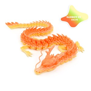 Dragon articulé imprimé en 3D - Dégradé Jaune Bleu, Serpent à articulations mobiles, Jouet anti-stress flexible, Décoration d'intérieur, Matériau PLA, 30CM - Product Image 6
