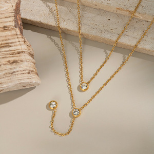 <strong>High</strong>-<strong>End</strong> Elegant Stainless Steel Y-Shape Pendant Necklaces Zircon Geometric Clavicle Chain for Party Trendy Elegant <strong>Jewelry</strong> - Product Image 1