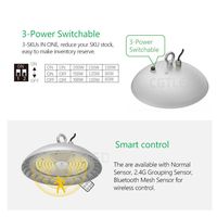 5 yıl garanti yüksek temiz 100-277/347V IP69K NSF anma CGT gıda işleme ve dükkan UFO Highbay güç ve CCT değiştirilebilir akıllı kontrol