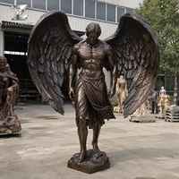 Grande statue d'ange en bronze avec ailes, sculpture masculine grandeur nature personnalisée pour jardin extérieur, villa, église, cimetière, décoration commémorative