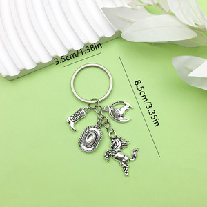 Llavero de vaquero occidental de plata antigua con colgante de caballo de aleación de zinc para accesorios de llaves de coche, regalo ER555 - Product Image 3