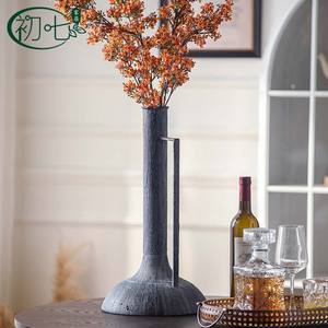 Jarrón Metálico Minimalista Nórdico con Asa, Acabado Azul Desgastado, para Decoración de Sala de Estar - Product Image 2