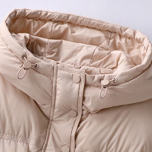Boying nouveau hiver coupe-vent uni teint à capuche blanc duvet de canard <span class=keywords><strong>doudoune</strong></span> avec bouton et fermeture à glissière veste en duvet pour <span class=keywords><strong>femme</strong></span> - Product Image 6